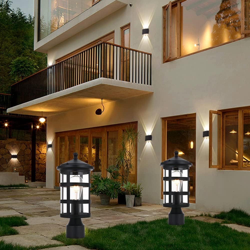 Black 1-Light Outdoor Post Light with Clear Glass Q41482
