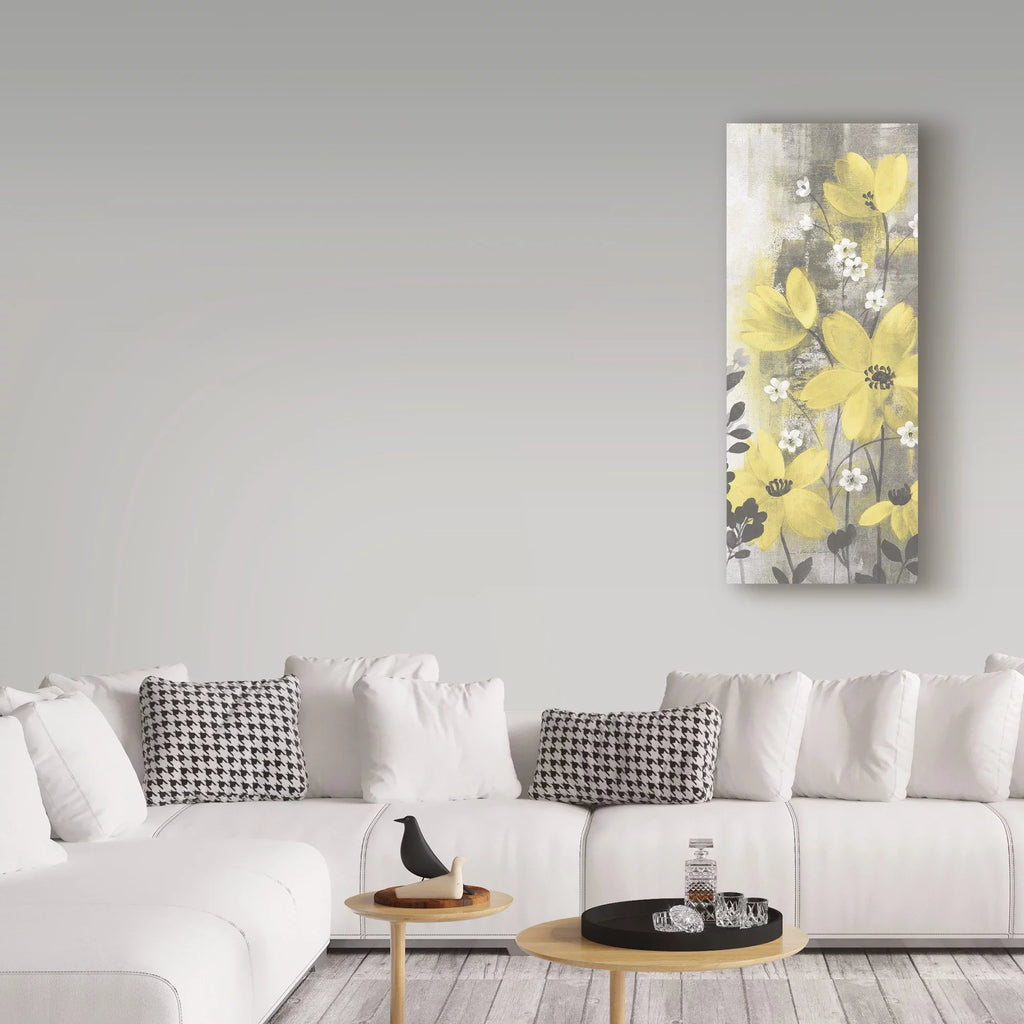 Floral Symphony Yellow Gray Canvas Art Q828