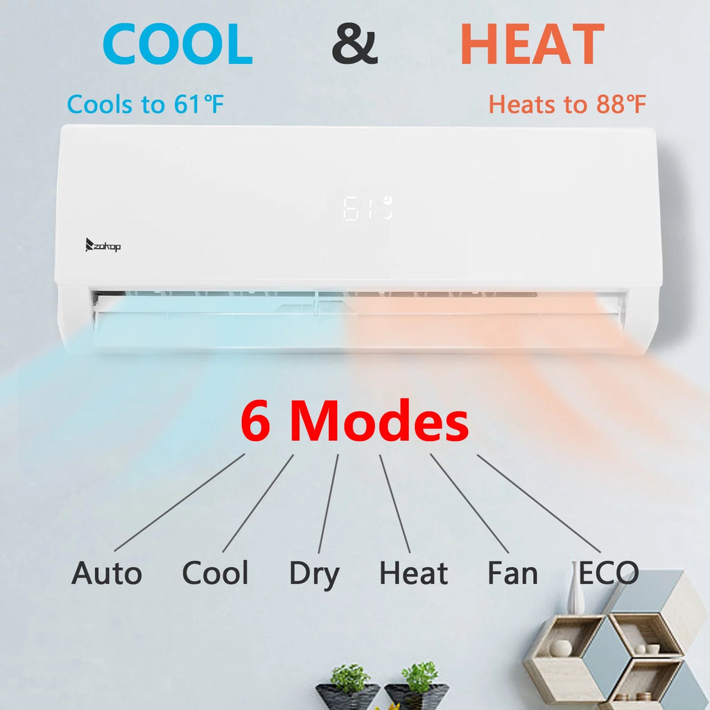 9000 BTU Wifi Enabled 19 Seer Mini Split Air Conditioner & Heater N9714