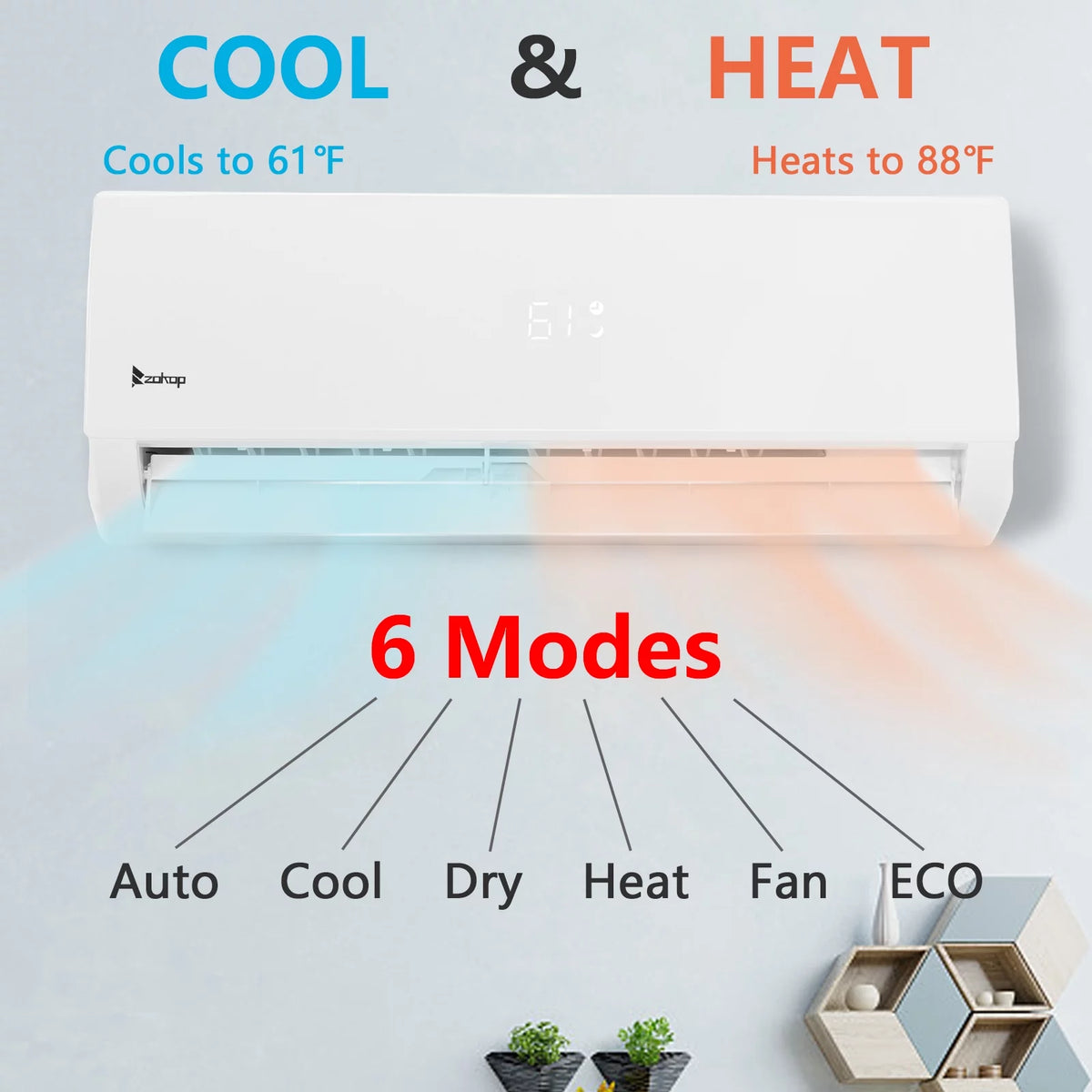 9000 BTU Wifi Enabled 19 Seer Mini Split Air Conditioner & Heater N9714