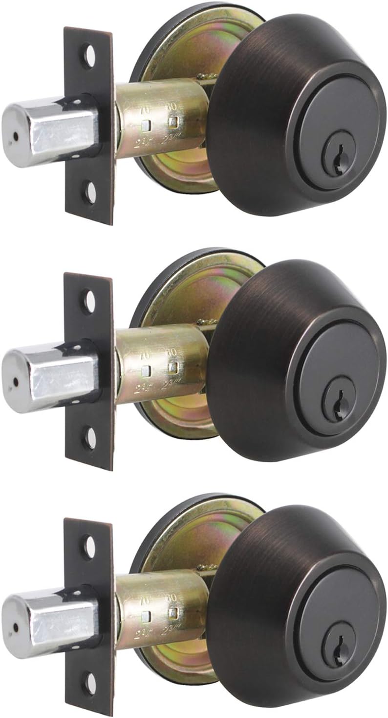 5 Pack Oil Rubbed Bronze Single Cylinder Deadbolts with 3 Keys U9729