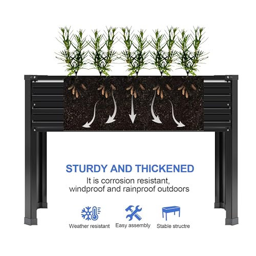 Galvanized Raised Garden Bed with Legs, 2PCS 48×18×30in Elevated Planter Box, Black K962809