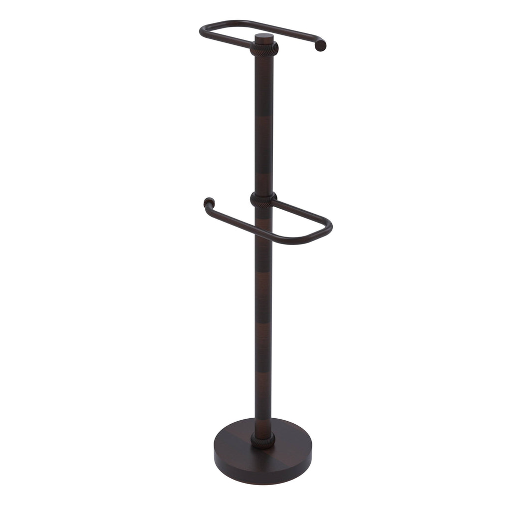 Matte White Free Standing Two Roll Toilet Tissue Stand I661