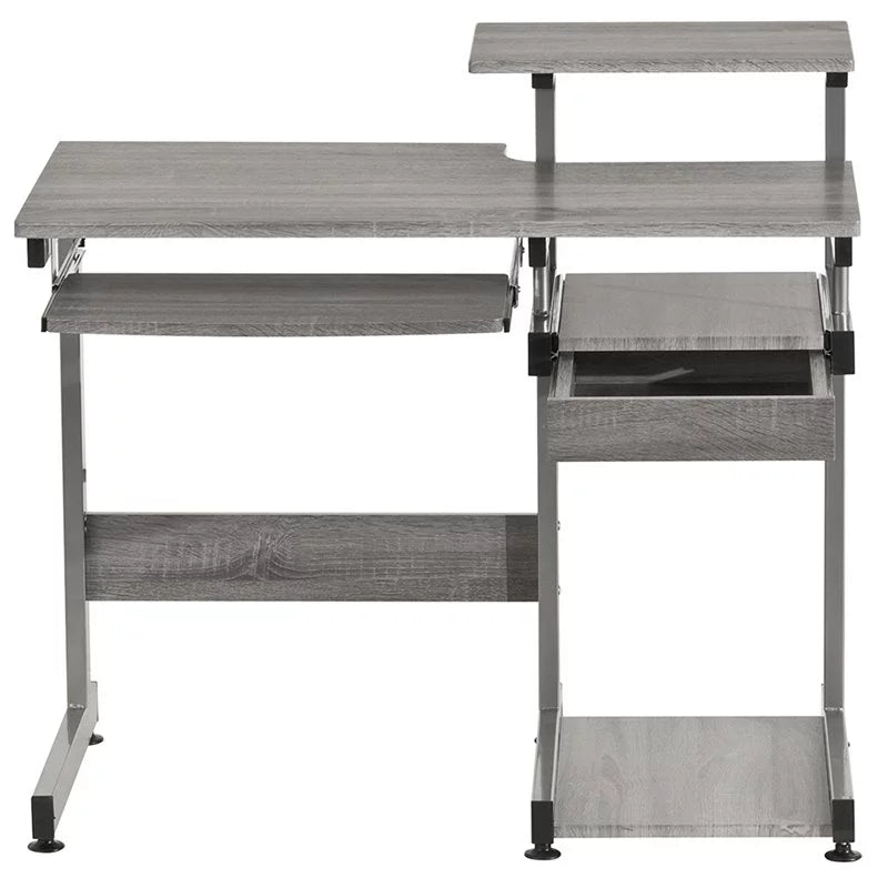 Contemporary Gray Engineered Wood Computer Desk J284