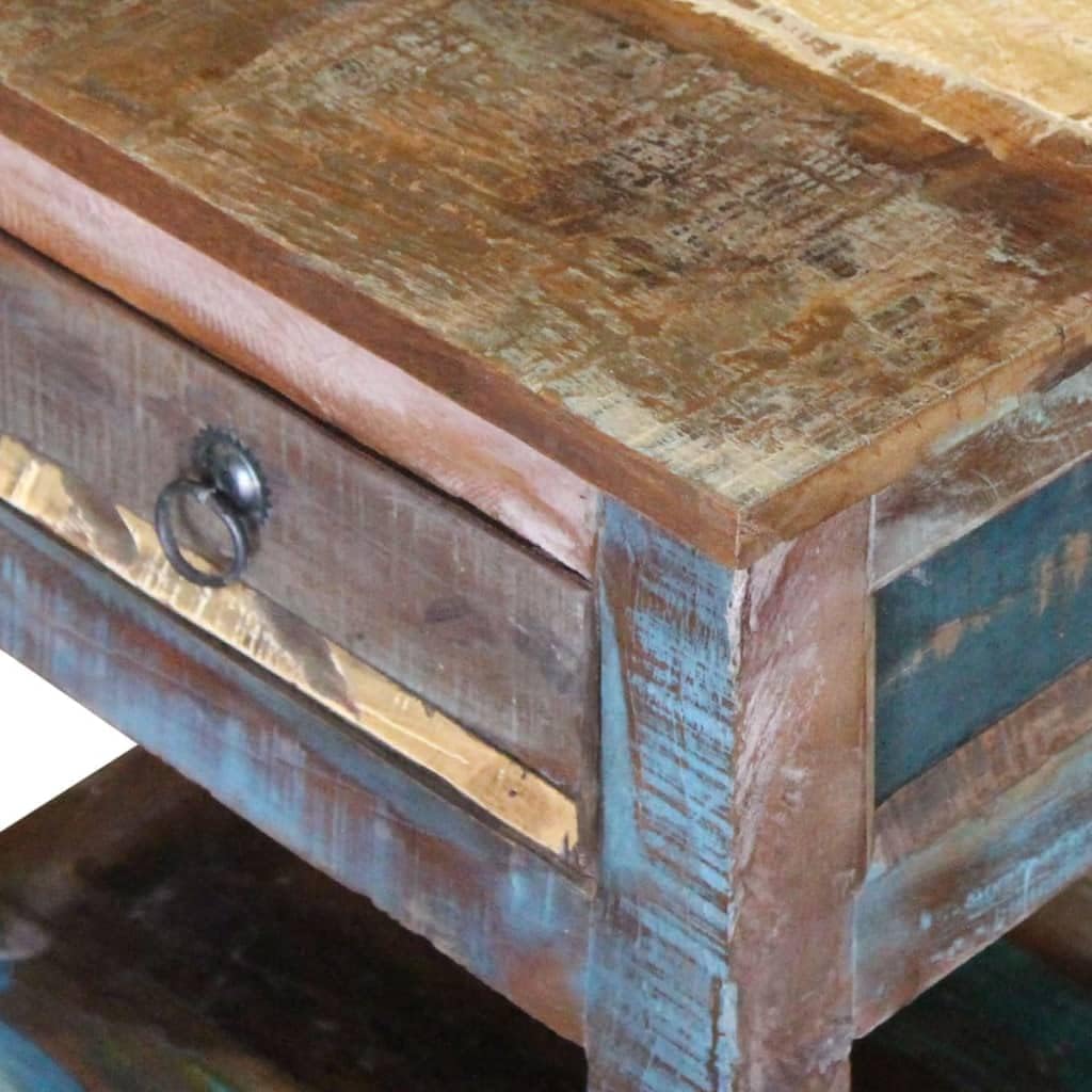 Solid Reclaimed Wood Side Table with 1 Drawer V66942
