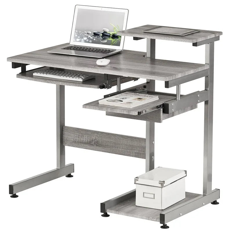 Contemporary Gray Engineered Wood Computer Desk J284
