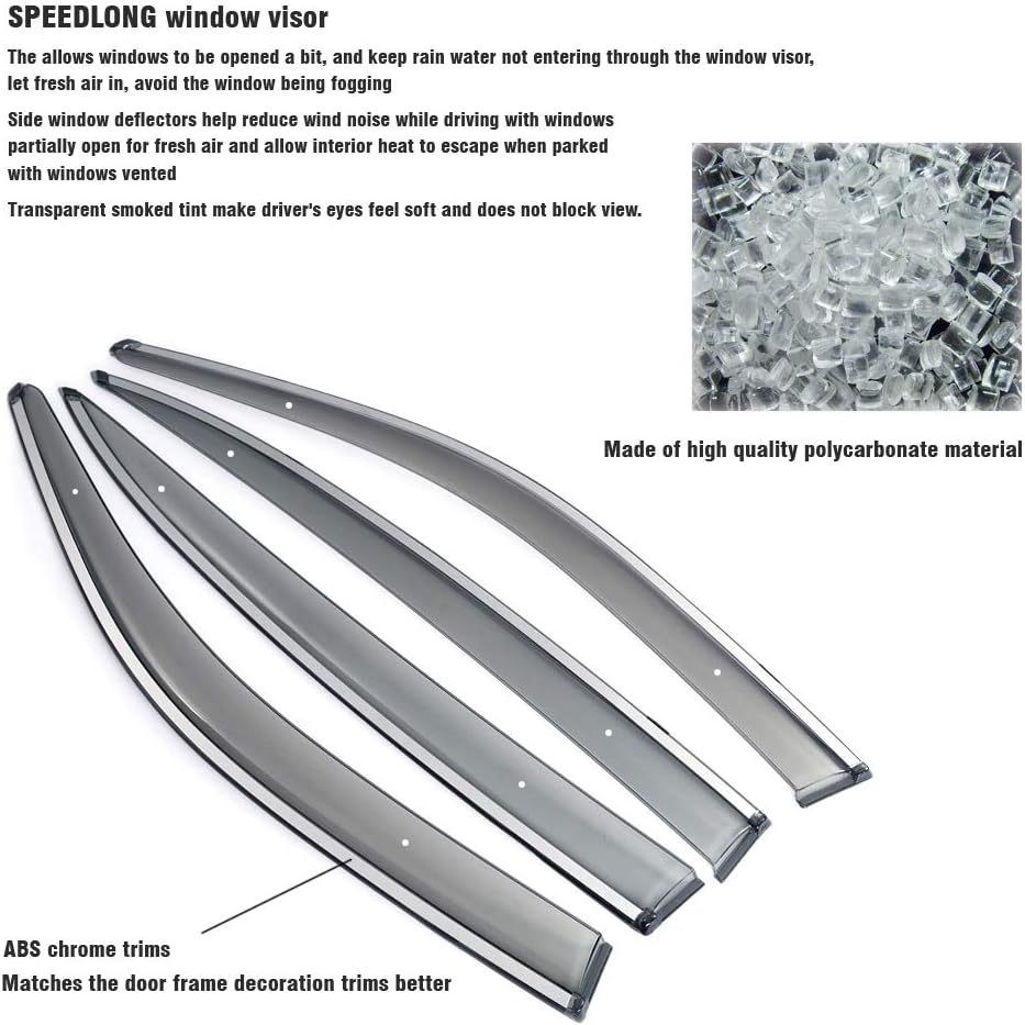 Car Window Visor Vent Shade Deflector Sun/Rain Guards Pack of 2 D40074