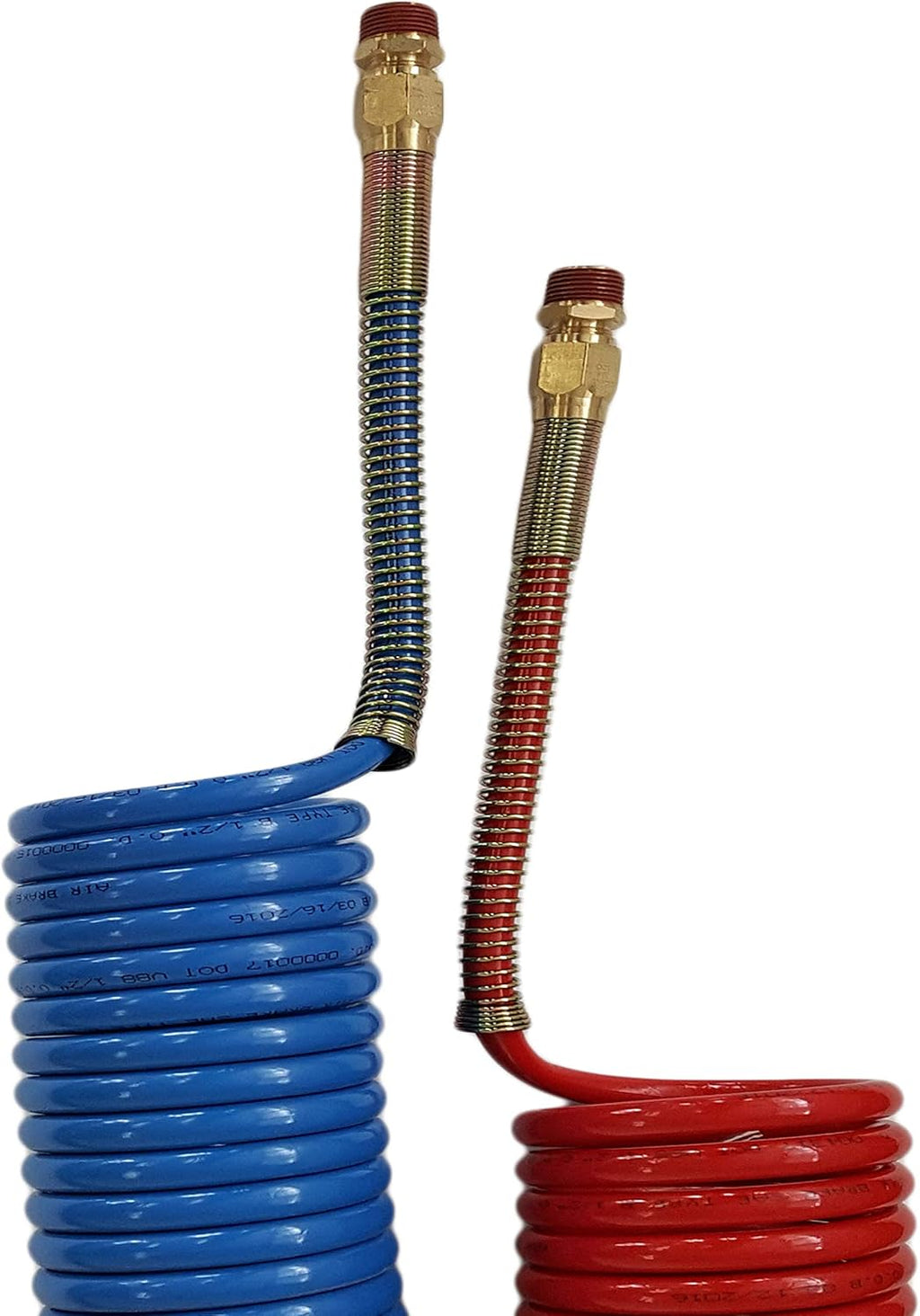 Coiled Air Line Hose Set Red & Blue 15 ft Length Pack of 2 T93141