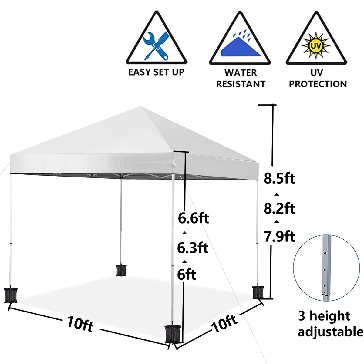 10' x 10' White Pop up Canopy Tent I4835