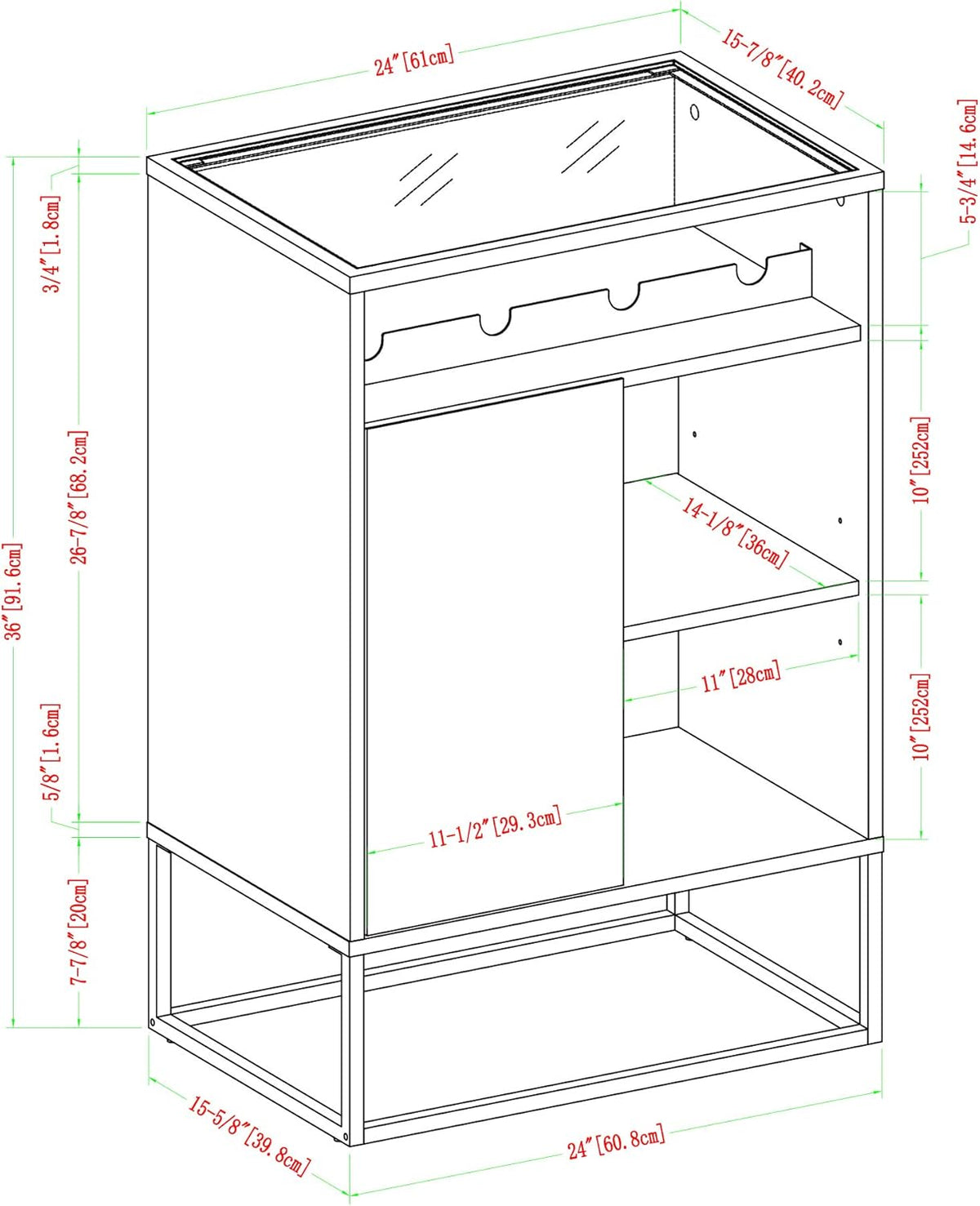Dark Walnut 24 Inch Wood and Glass Storage Cabinet R5886