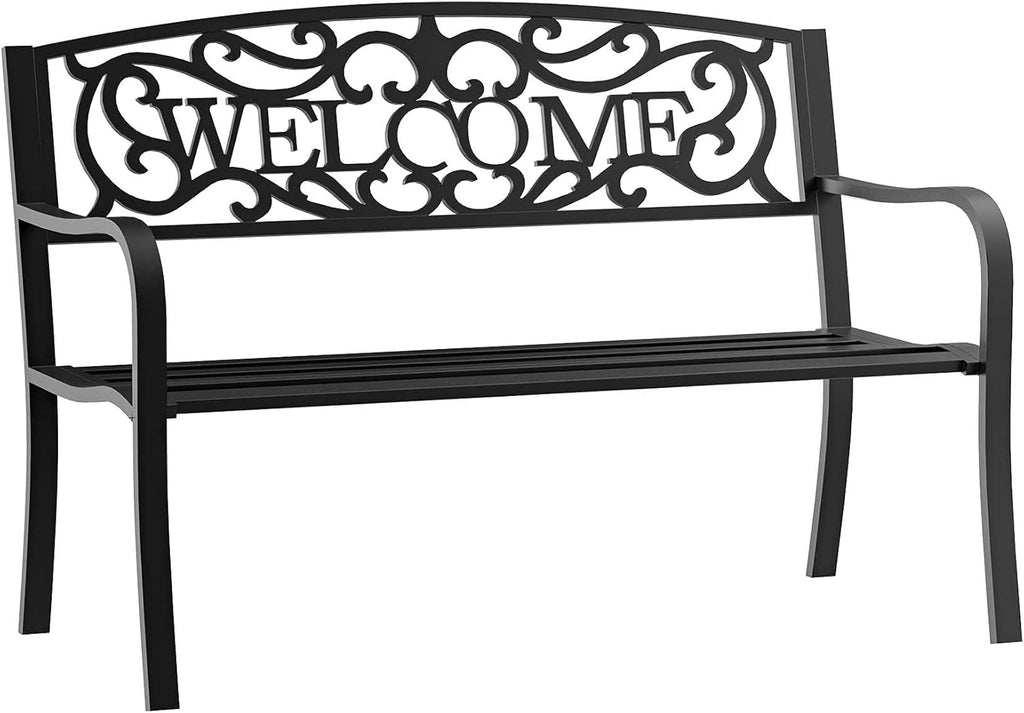 50 2-Person Garden Bench Loveseat with Cast Iron Decorative Vines L909153