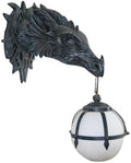 Grey Stone Polyresin Dragon Electric Wall Sconce Light Fixture X124