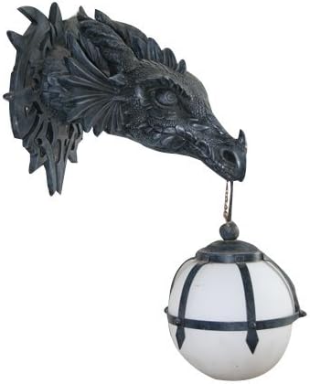 Grey Stone Polyresin Dragon Electric Wall Sconce Light Fixture X124