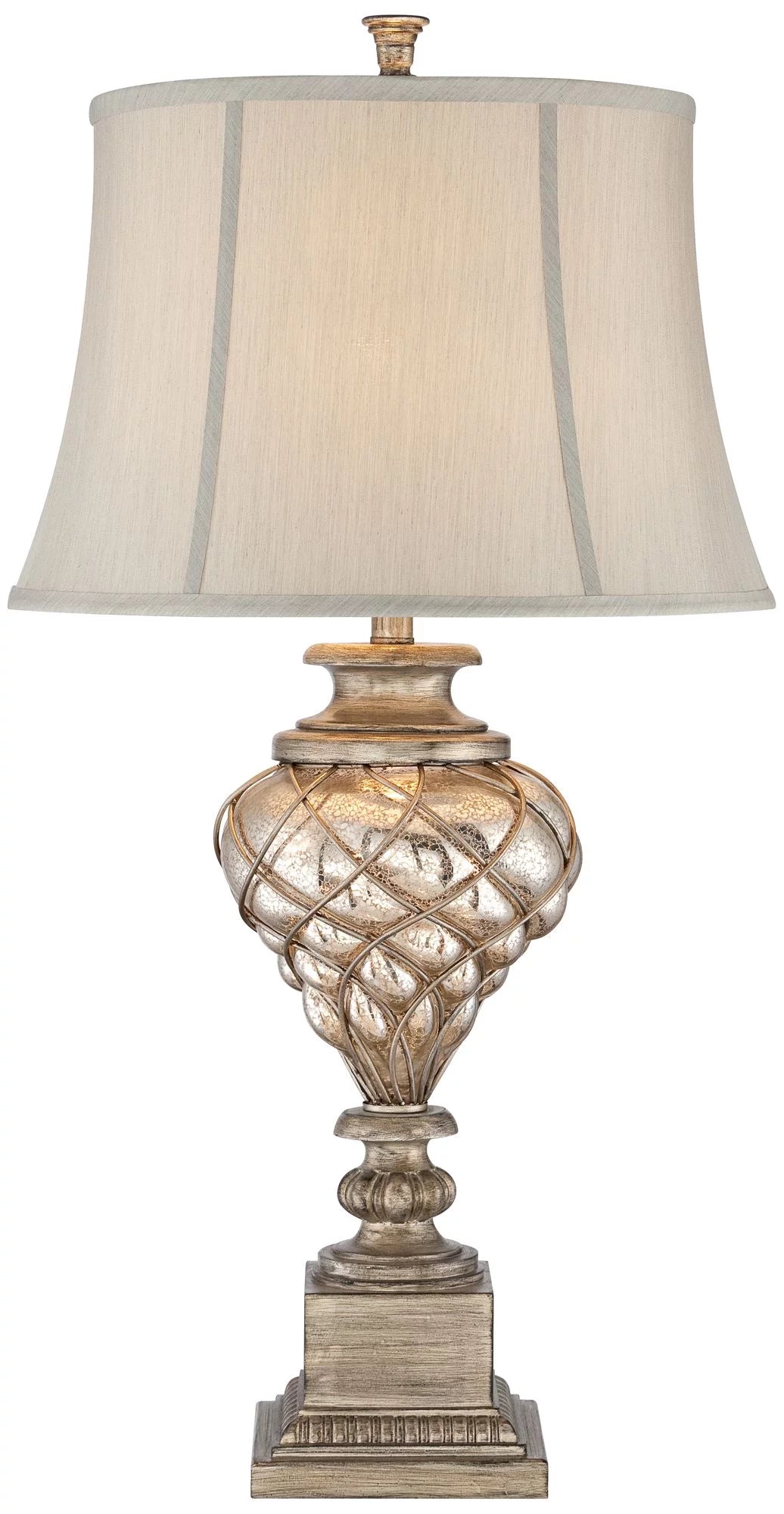 Large Traditional End Table Lamps Set of 2 Gold Silver Finish Mercury Glass T301523