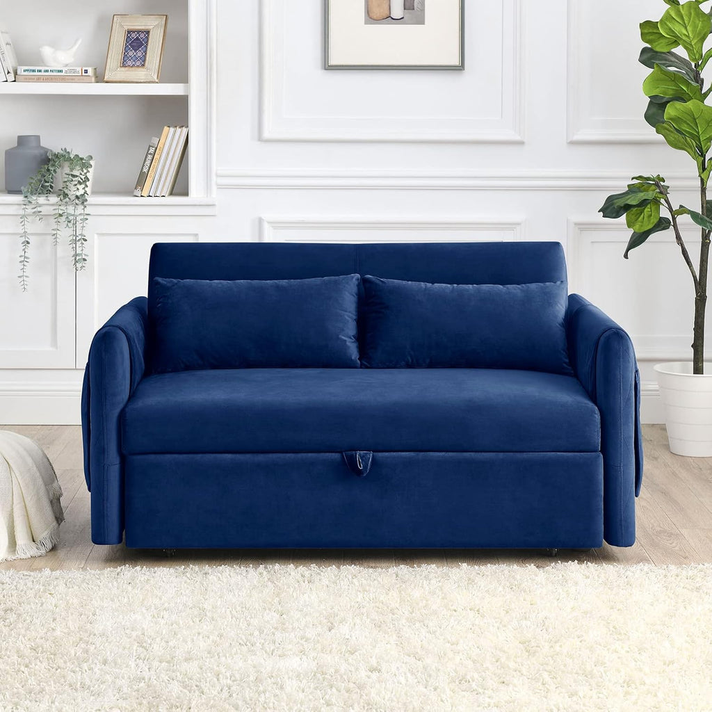55" Velvet Convertible Sleeper Sofa with Pull Out Bed R4307