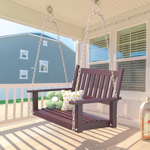 2-Person Outdoor Porch Swing with Adjustable Canopy and Cushions M69568