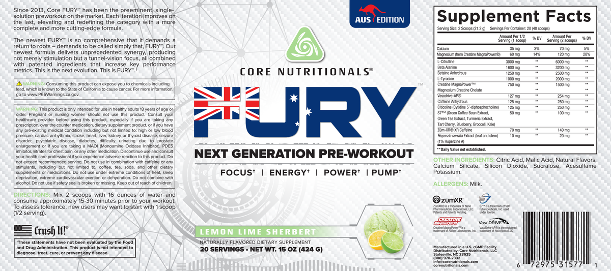Pre Workout 20 Servings Lemon Lime Sherbert K21811