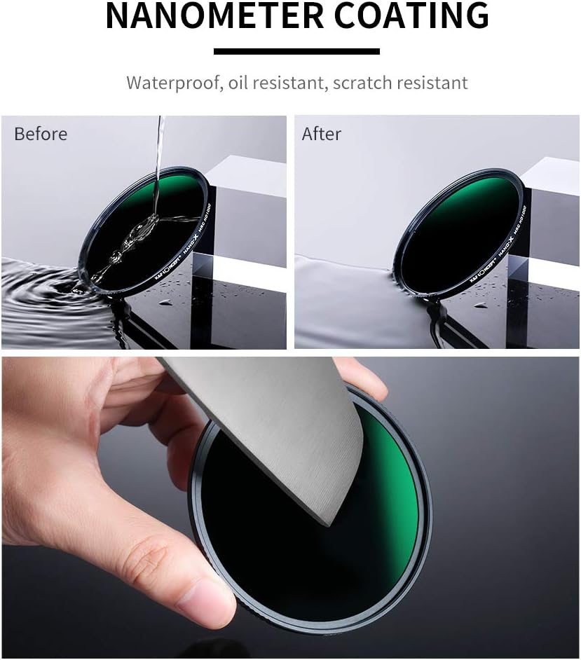 82mm ND1000 10-Stop Fixed Neutral Density Filter, Hydrophobic Multi-Layer Coatings Glass, Pack of 2 Z535904