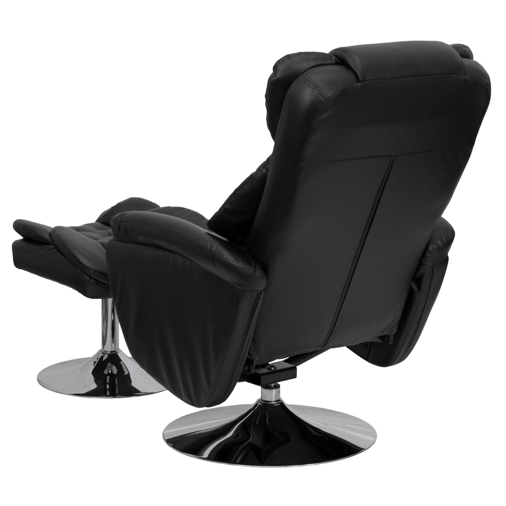 Black Leather Recliner and Ottoman Set B268