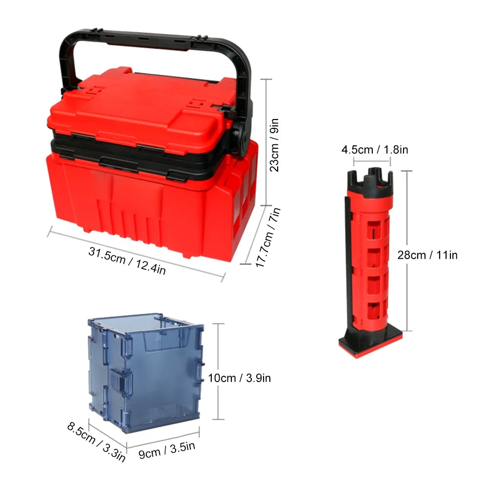 Fishing Box Case with Bottle Holder and Rod Stand Tubes N4518