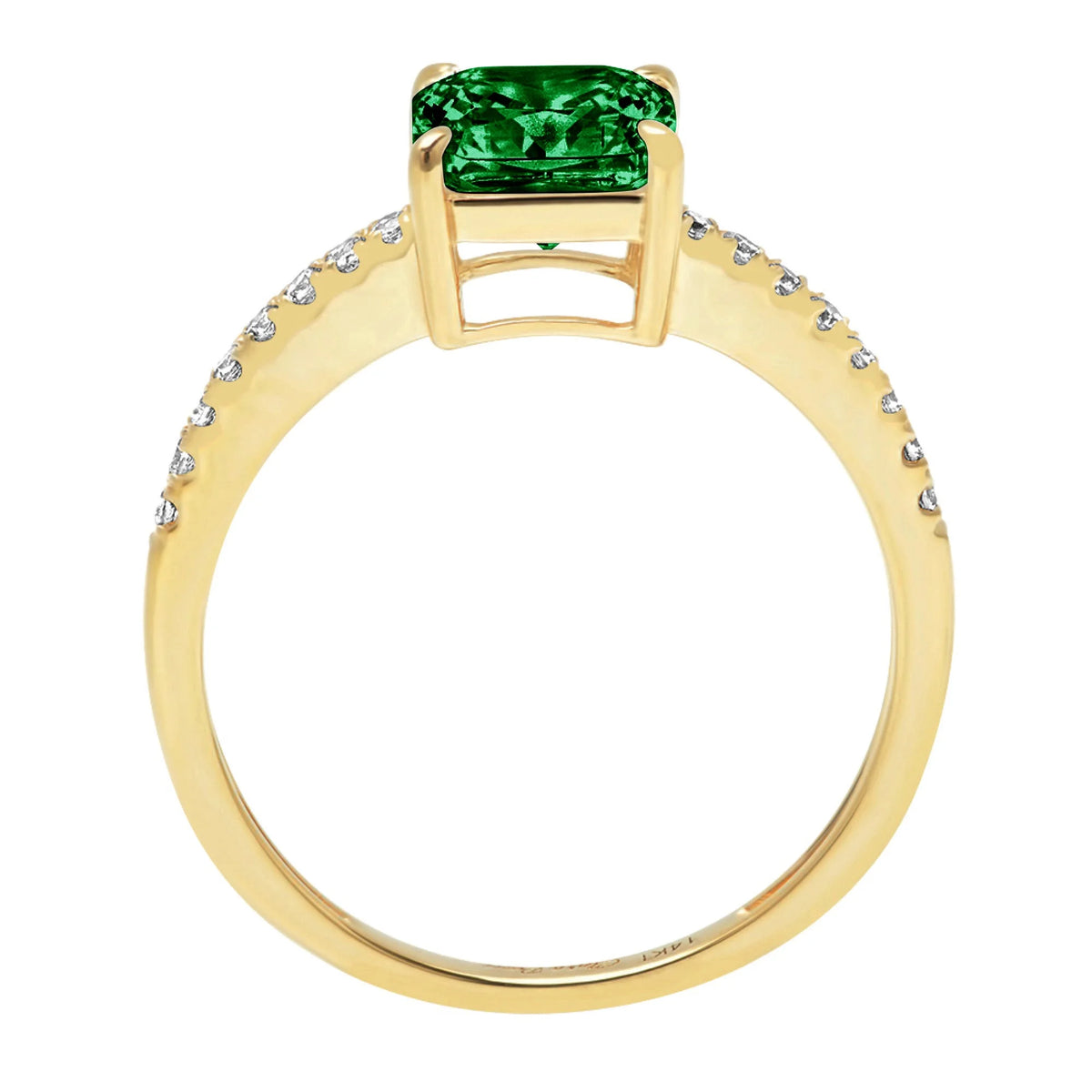 2.7ct Asscher Cut Green Simulated Emerald 18k Yellow Gold Ring Size 3.5 Z702600