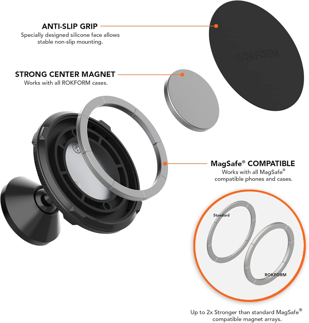 Adjustable Dual Magnet Car Mount, 360° Swivel with 3M VHB Tape, Pack of 2 C530144