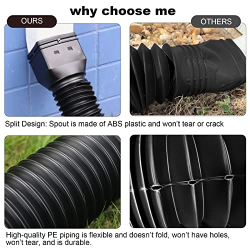 4 pack Flexible Rain Gutter Downspout Extensions Black C3545