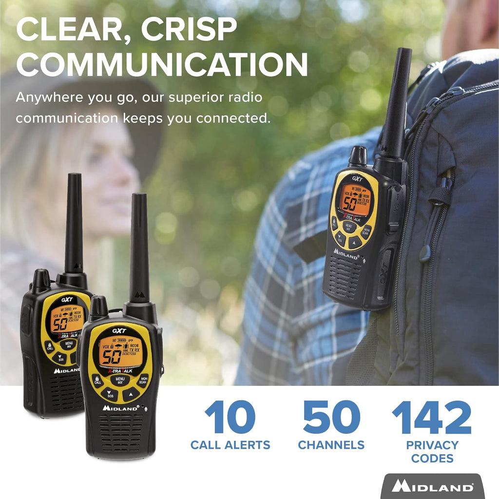 50 Channel Waterproof GMRS Two-Way Radio Black/Yellow Pair Pack V309883