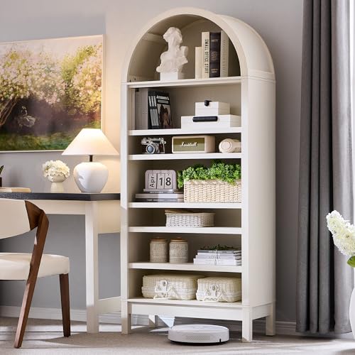 Natural 7 Tier Arched Bookshelf with Adjustable Shelves X705