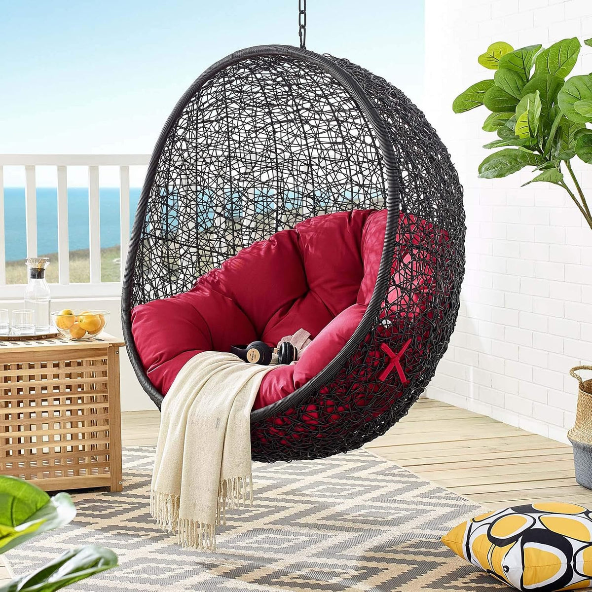 Black White Outdoor Patio Lounge Chair K336871