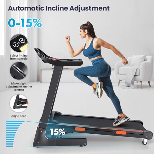 15% Auto Incline Folding Treadmill with Wide Belt, 320 lb Capacity M25062