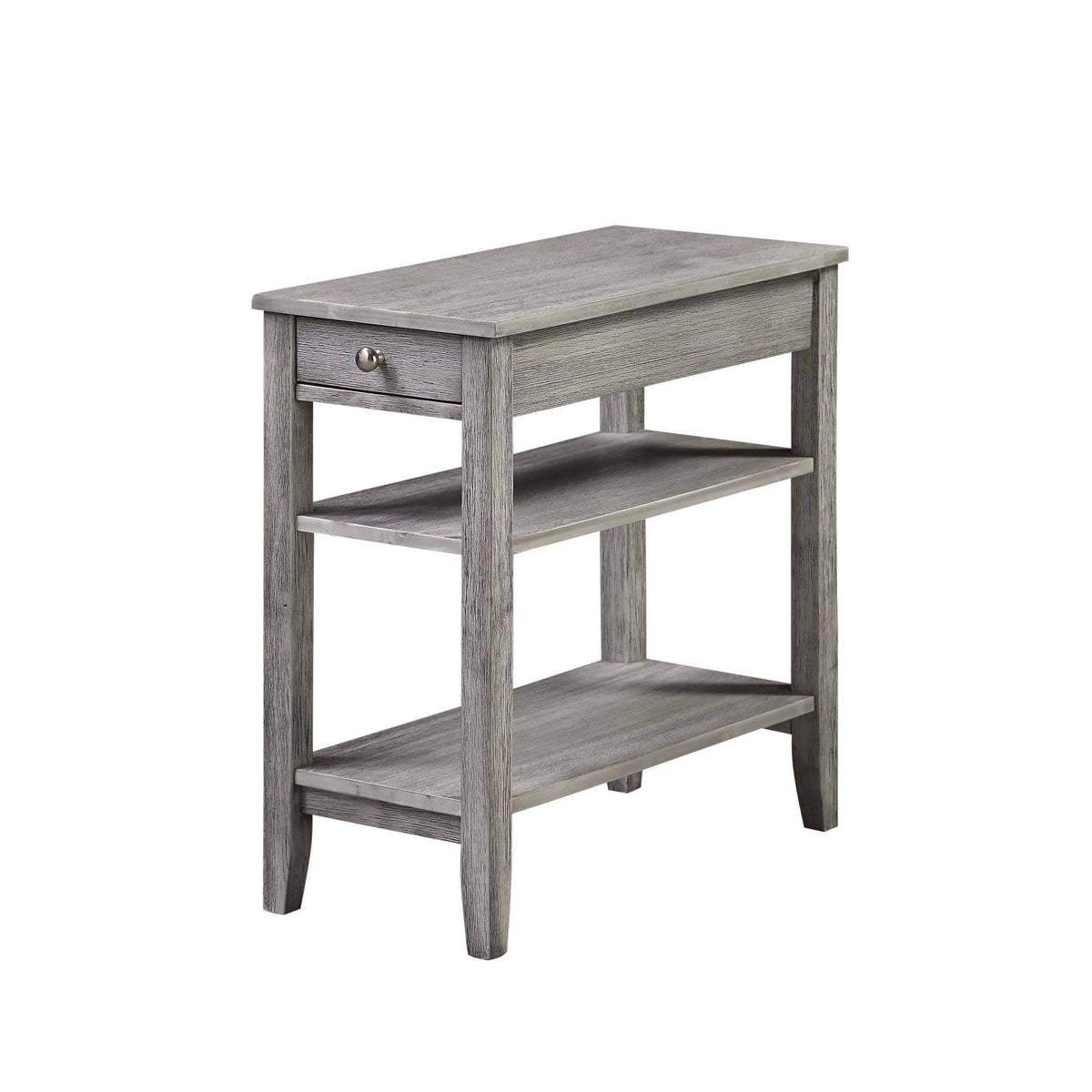 3 Tier End Table with Drawer Light Gray O142