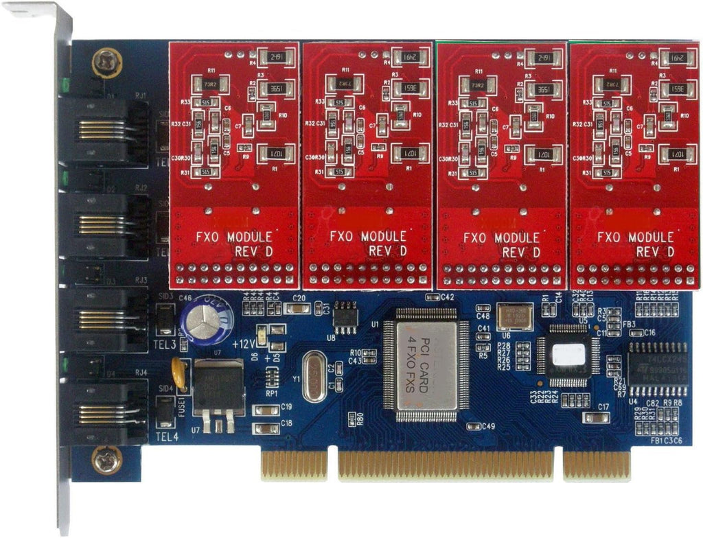 4 Port Analog FXO Card with 4 FXO Modules PCI Q3855