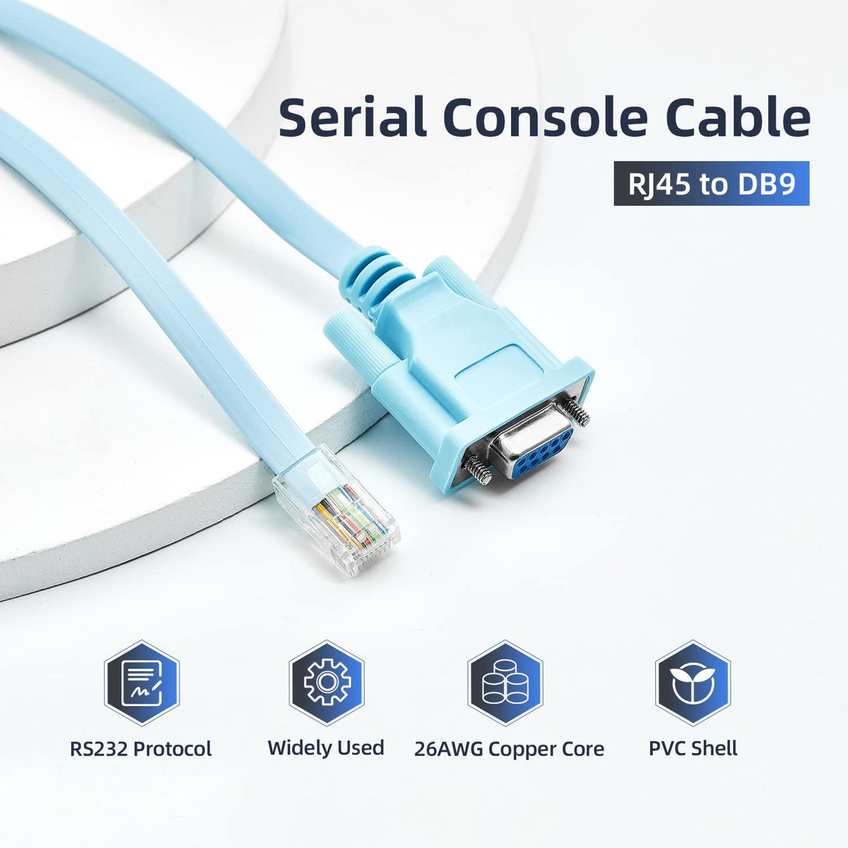 RJ45 to DB9 Console Cable, 1.8m/6ft RS232 Serial Port Adapter G399