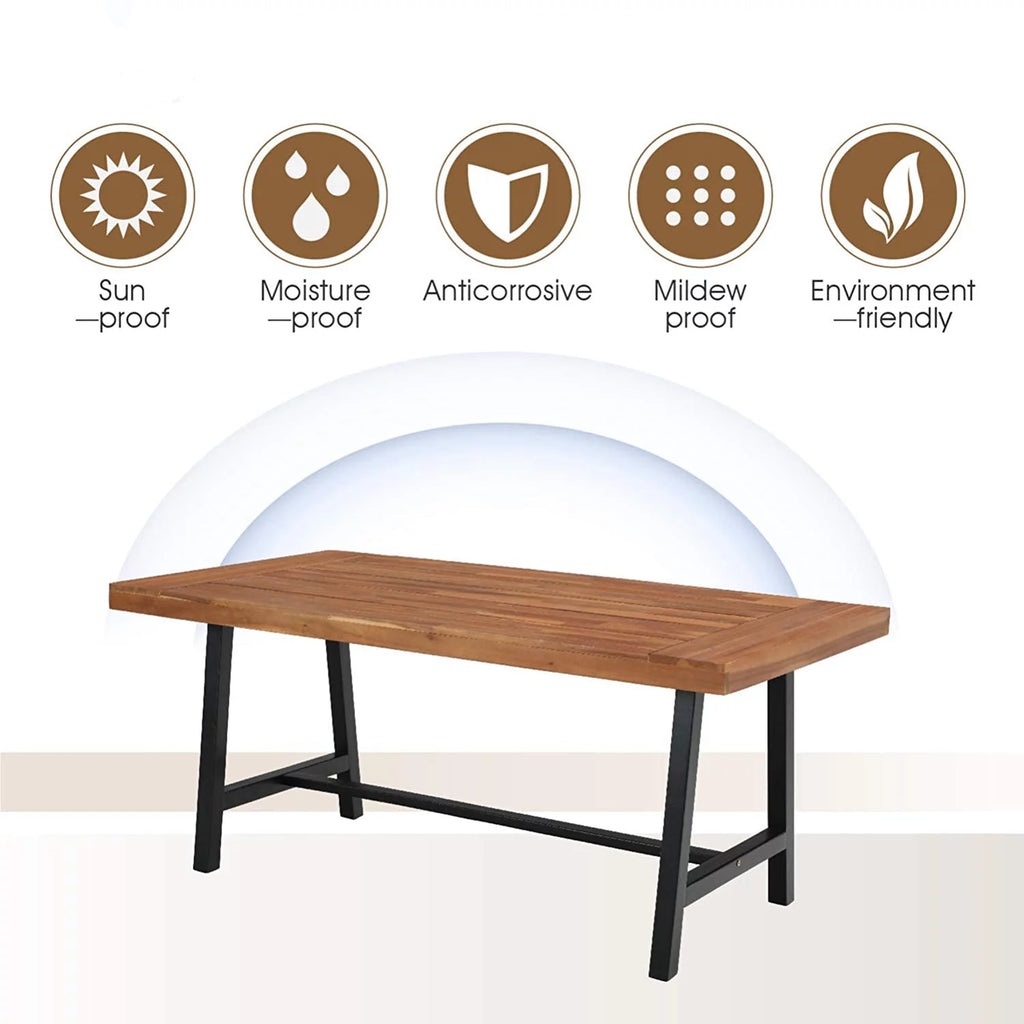 68”L Outdoor Acacia Wood Rectangular Dining Table F13511