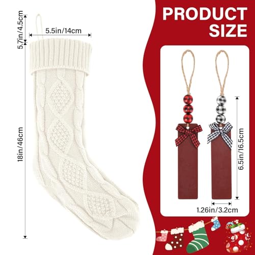 18Inch Cable Knitted Christmas Stockings in Red, White, Green T5988
