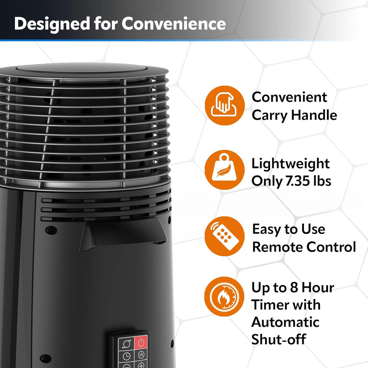 Black 1500W Oscillating Ceramic Tower Heater F245