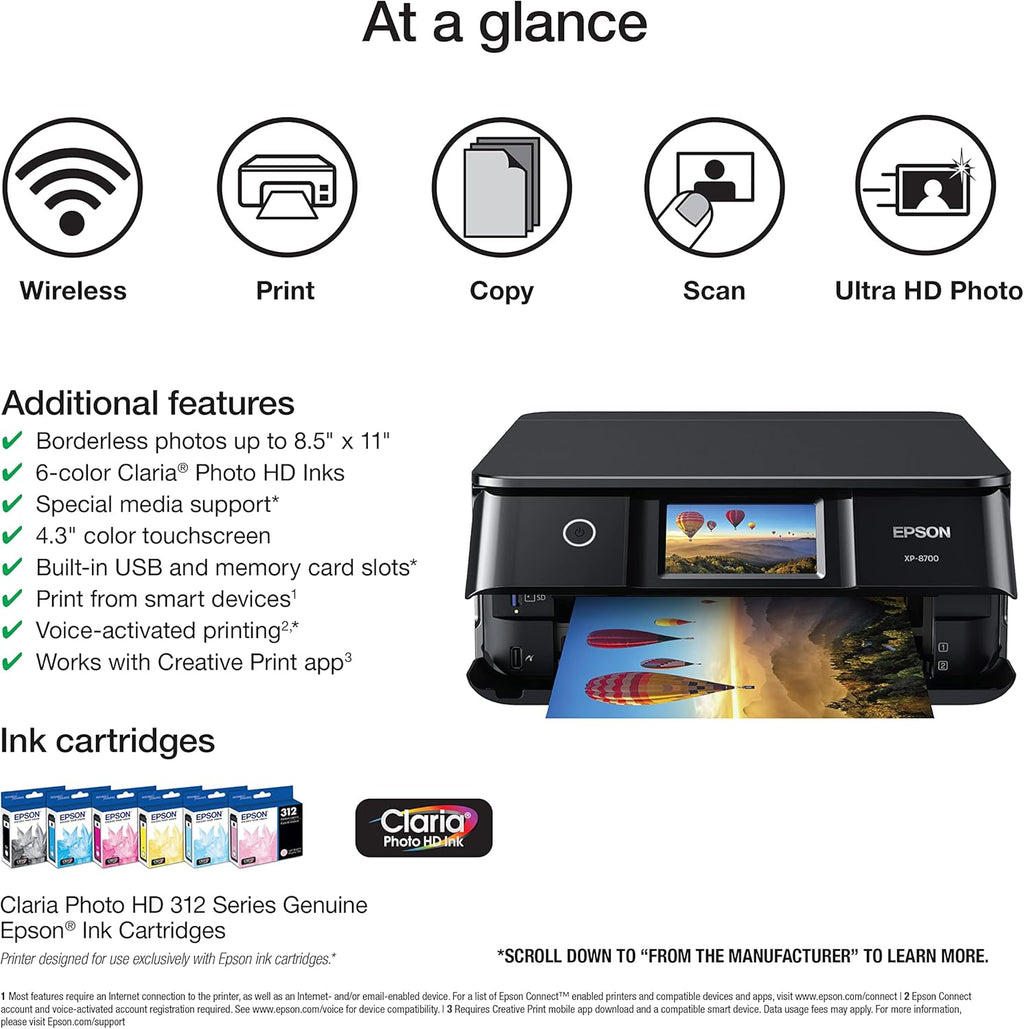 Black Wireless All-in-One Printer with Scanner and Copier S91187