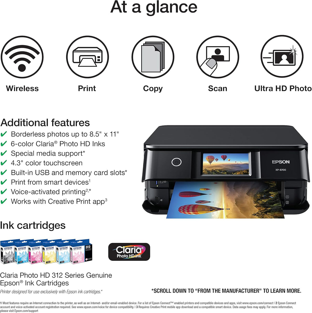 Black Wireless All-in-One Printer with Scanner and Copier S91187