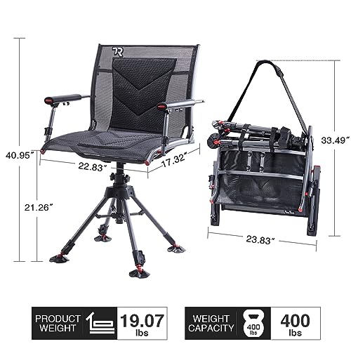 360 Degree Swivel Hunting Chair, 400 lbs Capacity, 4 Legs Height Adjustable, Padded Seat B89499