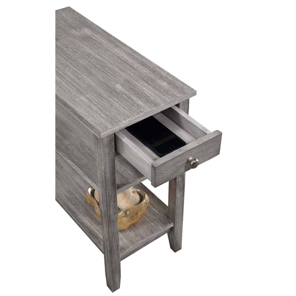 3 Tier End Table with Drawer Light Gray O142