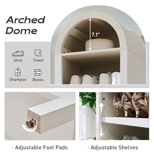 Natural 7 Tier Arched Bookshelf with Adjustable Shelves X705
