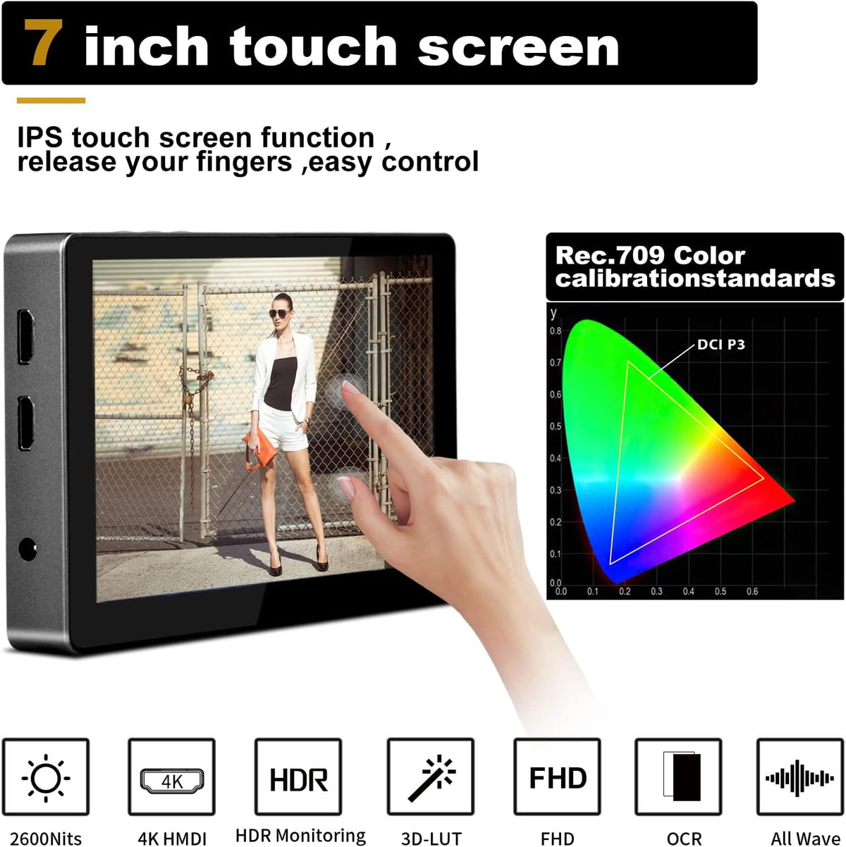 Camera Field Monitor, Touch Screen 1920x1080 IPS 4K Q813974