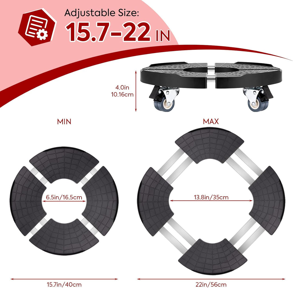 Plant Caddy with Wheels Heavy Duty, 550LBS Adjustable 15.7in-22in Large Plant Stand with Dual Lockable Casters Q894