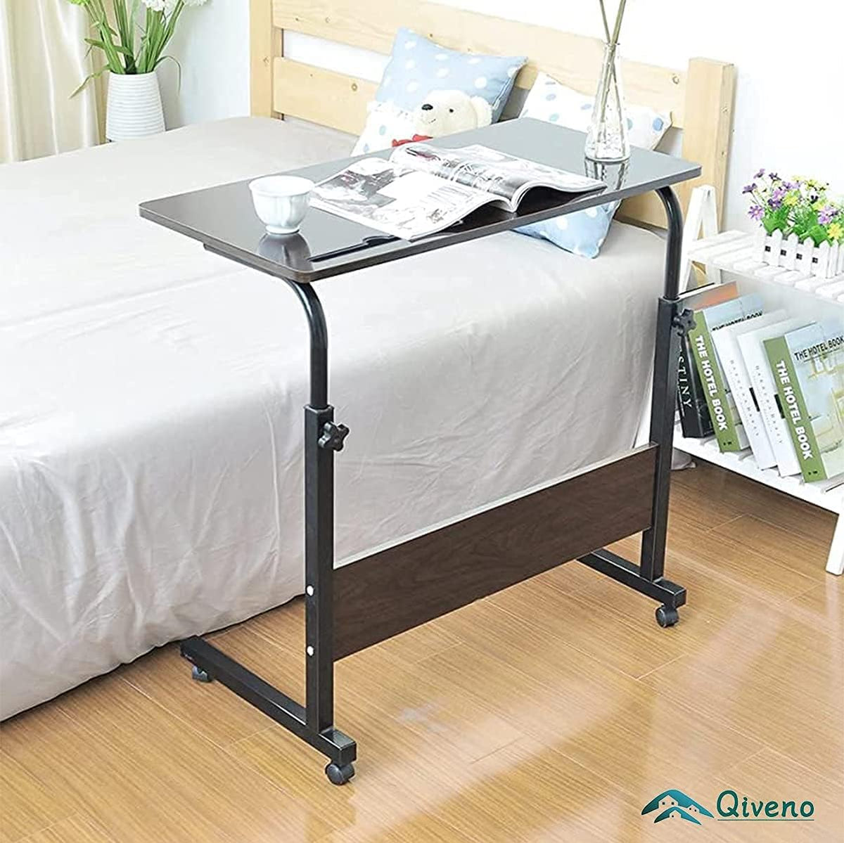 Height Adjustable Rolling Side Table with Wheels, Black S575314