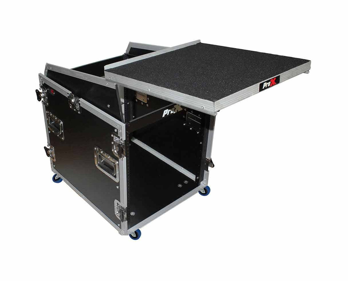 12U Rack 13U Top Mixer DJ Combo Flight Case with Laptop Shelf & Casters M8895