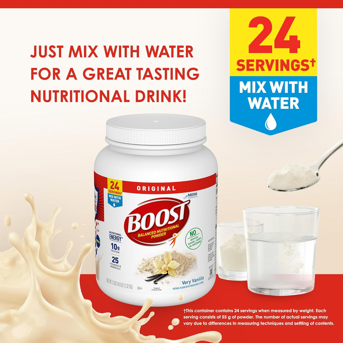 Very Vanilla Nutritional Powder Drink Mix with 10g Protein and 25 Vitamins & Minerals, 14.6 Ounce V732