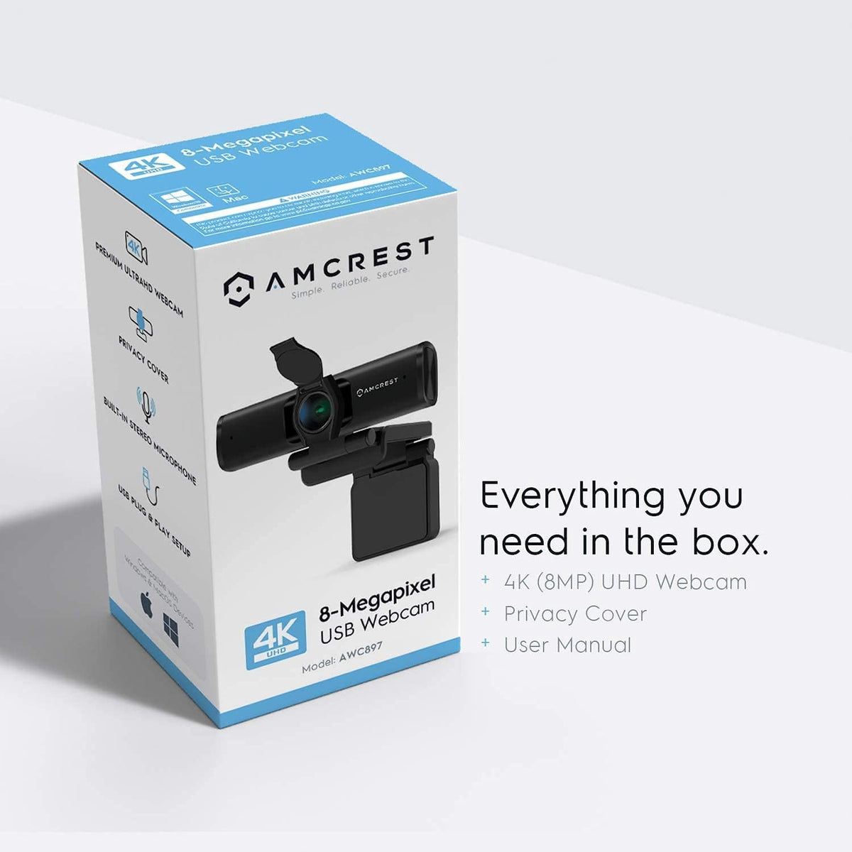 4K Webcam with Microphone & Privacy Cover K74445