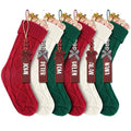18Inch Cable Knitted Christmas Stockings in Red, White, Green T5988