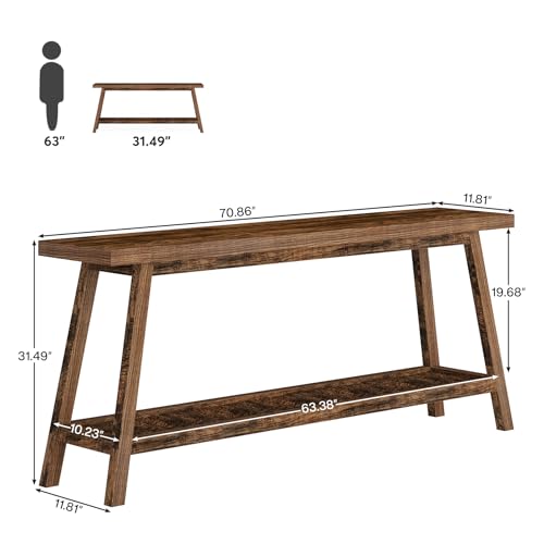 Rustic Brown 2-Tier Narrow Wood Console Table T476947